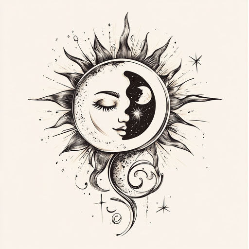 Female upper arm tattoo sketch with yin-yang design