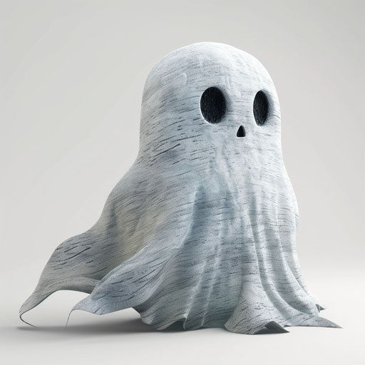 Realistic cute ghost clipart on flat white background
