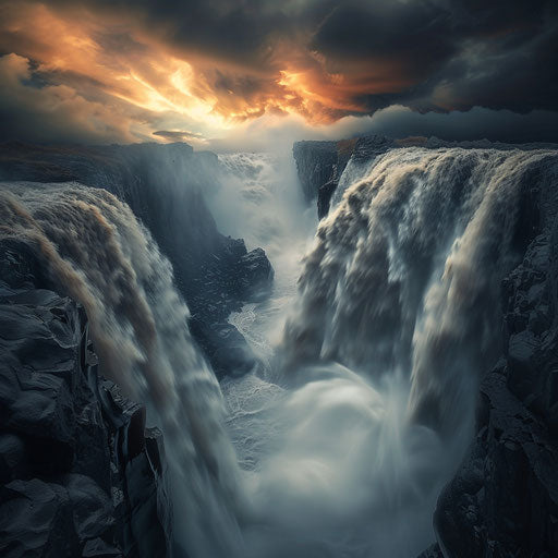 Tegenungan Waterfall with moody atmosphere and powerful flow