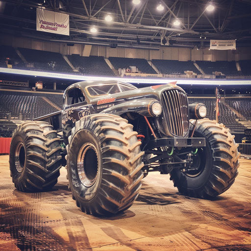 The 1954 Bentley R Type Continental turned monster truck crushing cars in an arena