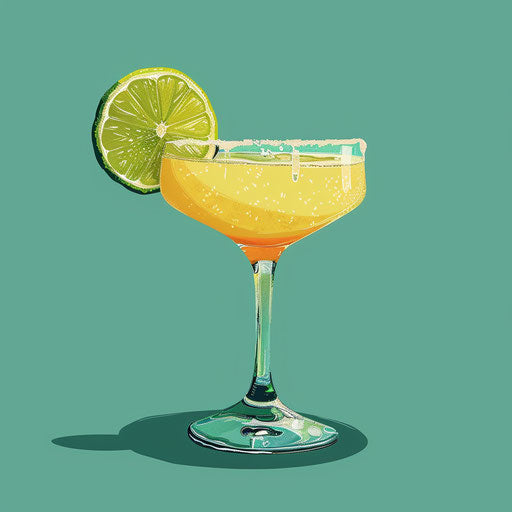 Realistic margarita clipart with flat teal background
