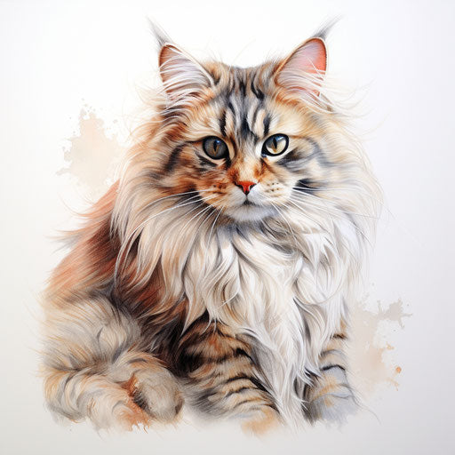 Color drawing of a Siberian cat