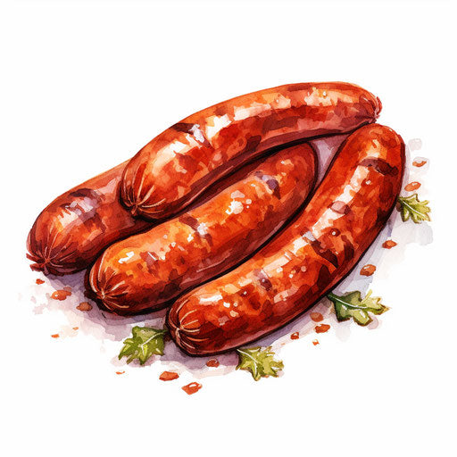 Sausage illustration in the style of oil painting