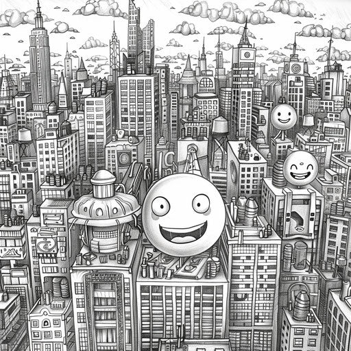 Realistic cityscape emojis with detailed architectural backgrounds