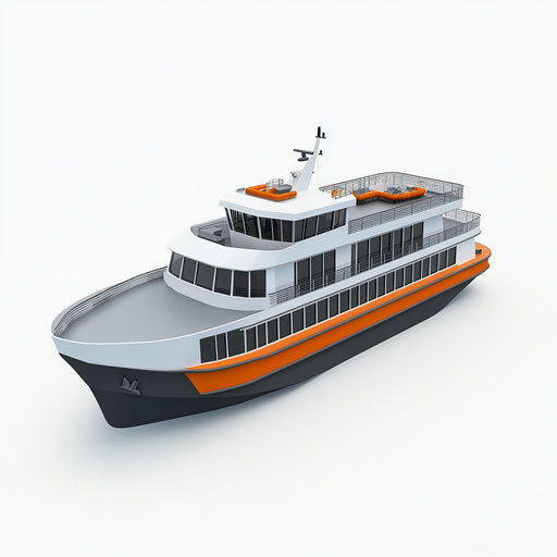 3D Ferry with photo realistic style on flat white background, isolated clipart