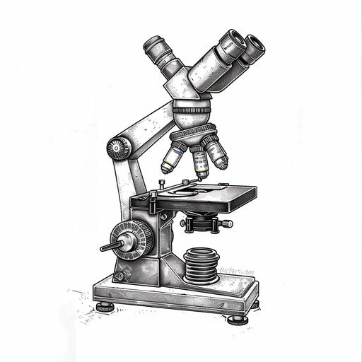 Vintage microscope in black ink