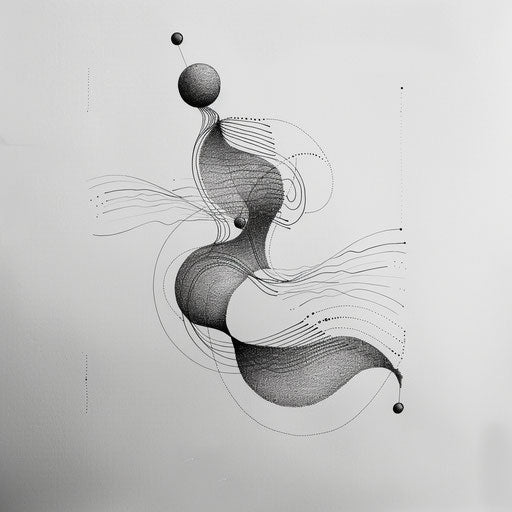 Artistic tattoo of three dots connected by wavy lines