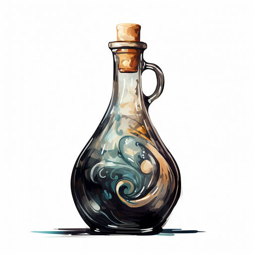 Bottle clipart in the style of Chiaroscuro Art, on white background