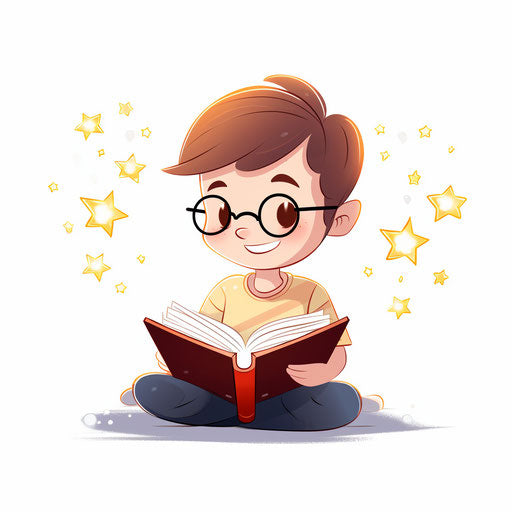 Reading book clipart in Minimalist style, on white background