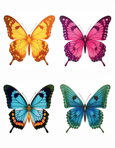 Four colorful butterflies with America's fest tattoos