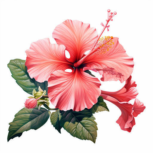 Hibiscus clipart in the style of oil painting