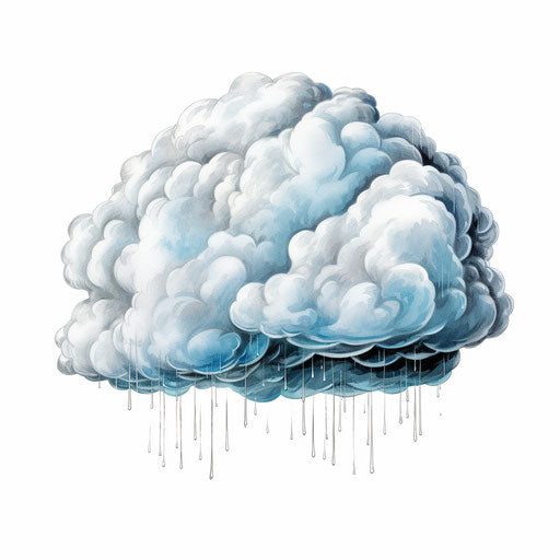 Rain cloud in Oil painting style on white background
