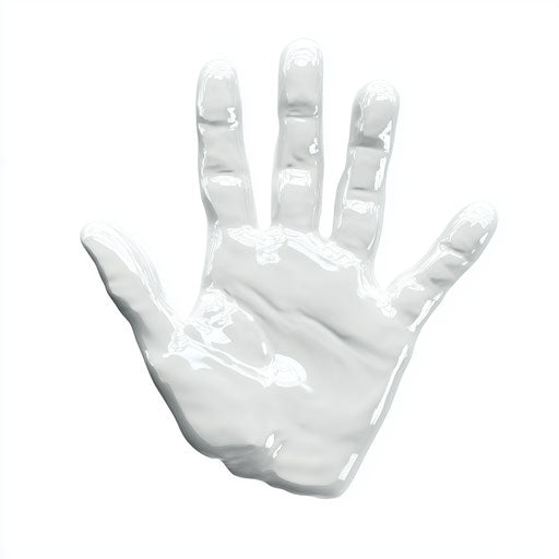 Realistic 3D handprint on white background