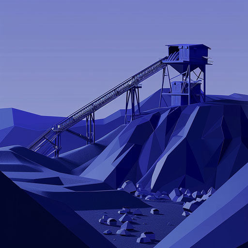 Photo realistic mining clipart on flat indigo background
