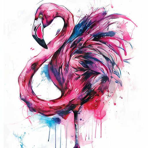 Expressionist flamingo tattoo in vibrant colors