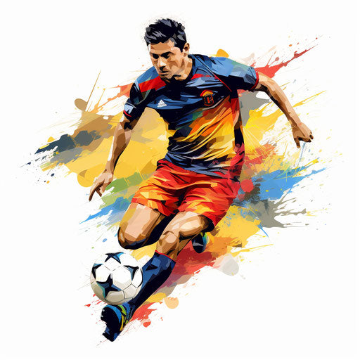 Soccer clipart in the style of oil painting, on a white background