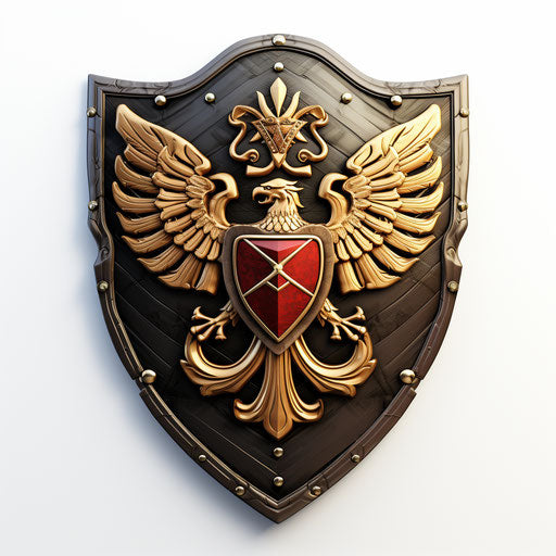Shield icon in the style of Chiaroscuro Art, on white background