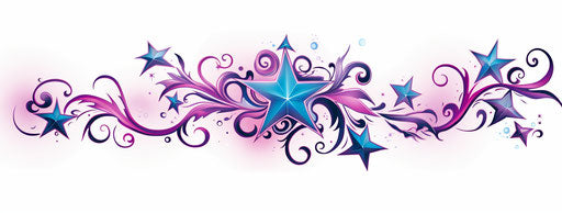 Black and pink stars with violet and bronze ornaments