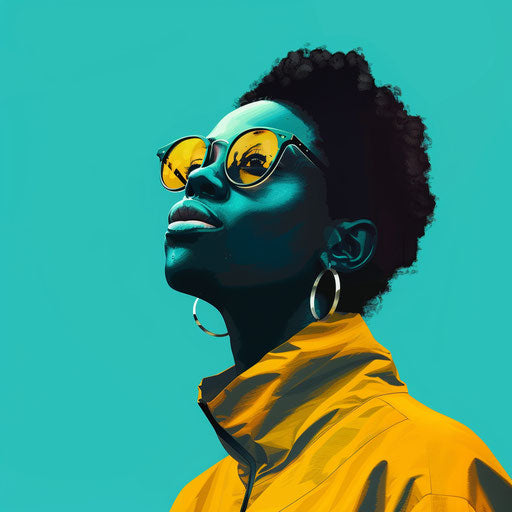 Realistic adult clipart on flat teal background