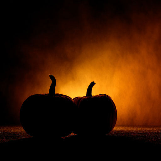 Festive Glow of Pumpkins in a Nighttime Setting