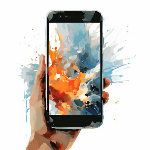 Smartphone clipart in Oil painting style on white background