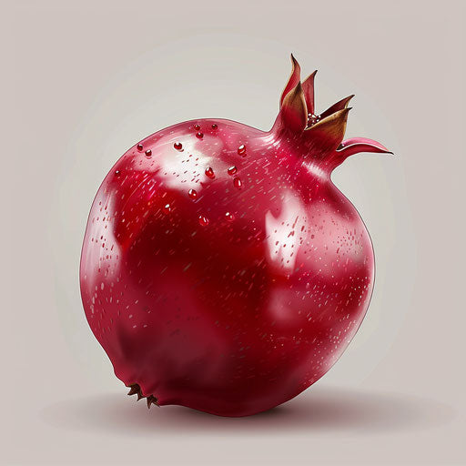 Realistic style pomegranate clipart with random flat background