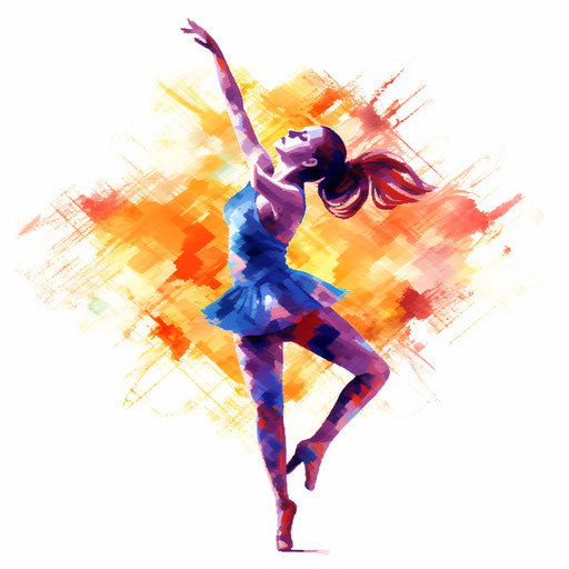 Gymnastics in Oil Painting Style on White Background