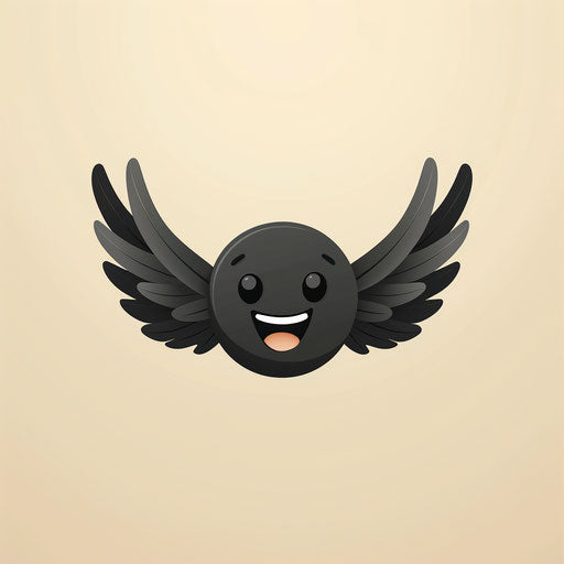 Photo realistic emoji clipart with detailed wings, monochrome palette