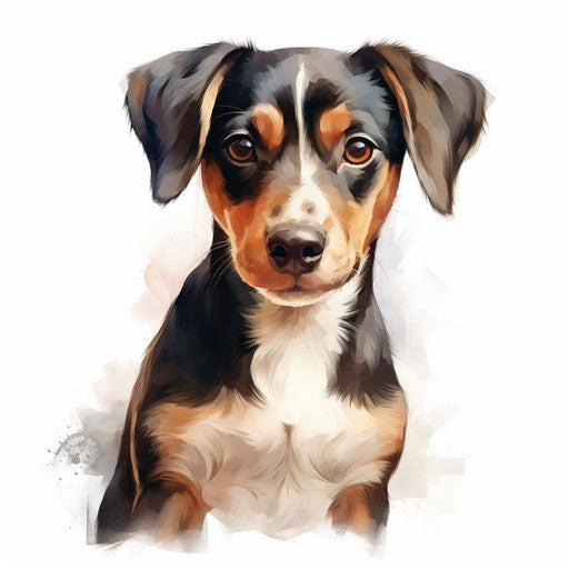 Cute Dog on Clipart in Oil Painting Style