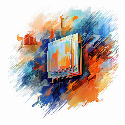 Impressionistic CPU clipart on white background