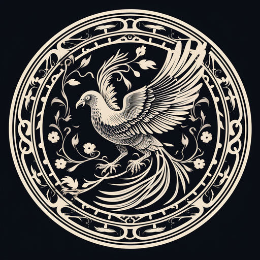 Pattern of a bird in the middle of a circle, baroque style