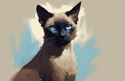 Siamese cats with exaggerated facial features