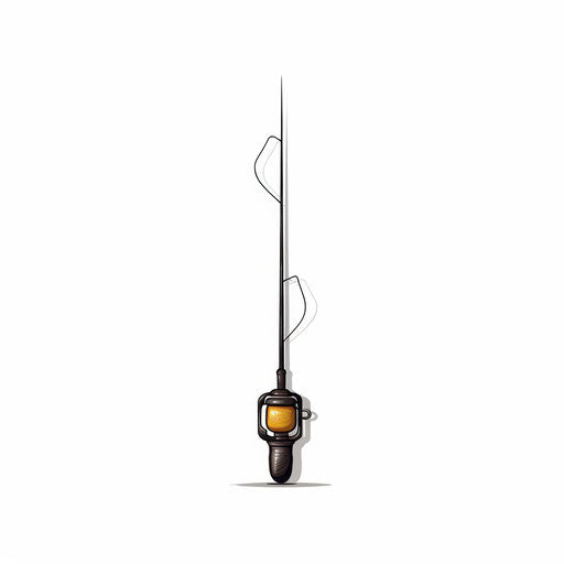 Minimalist style fishing rod illustration on white background