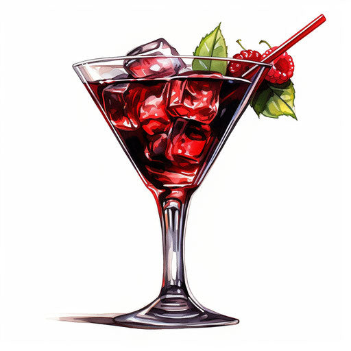 Cocktail clipart in the style of Chiaroscuro Art, on white background