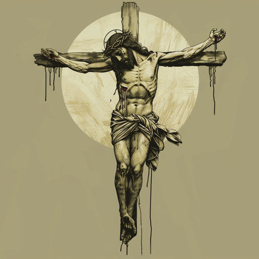 Good Friday clipart with a flat, muted olive background