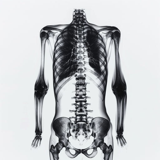 Realistic x ray artwork on flat white background, rich textures