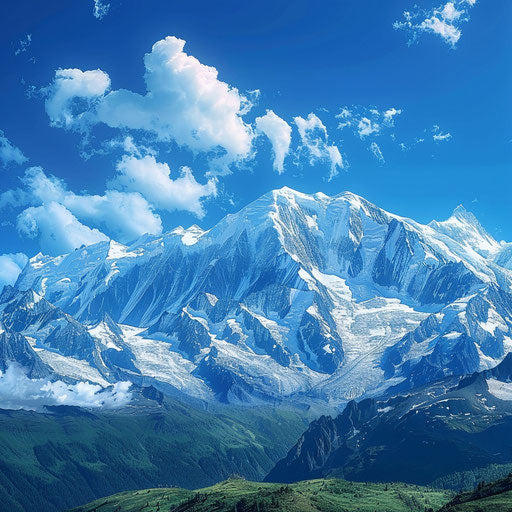 Snow-capped peak under brilliant blue sky, McNeal style