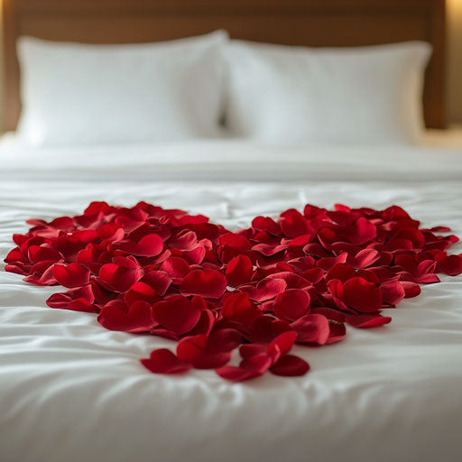 Scarlet Romance on Immaculate White Bed