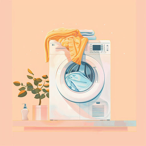 Realistic laundry illustration on pastel peach backdrop