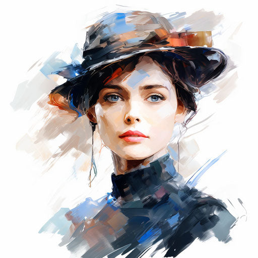 Female clipart in the style of Impressionistic Art, on white background