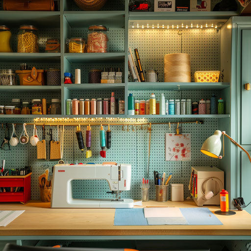 Home office with specialized crafting area