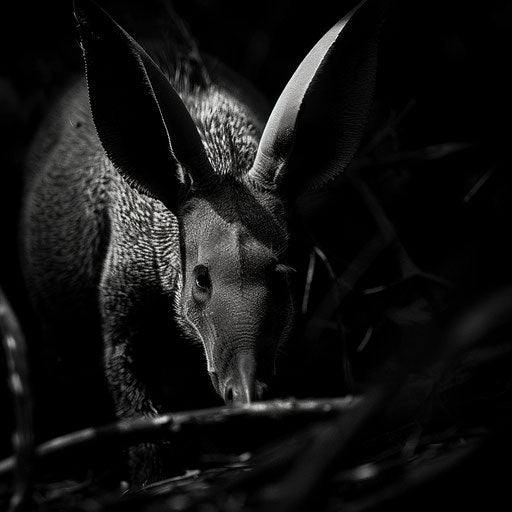 Aardvark in a dramatic monochrome setting