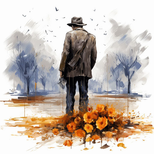 Goodbye clipart in the style of oil painting, on white background