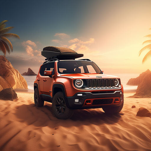 Classic convertible Jeep Renegade with top down