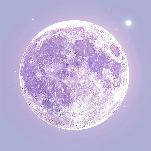 Full moon with realistic finish on a soft lavender background