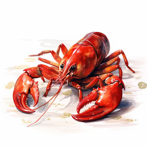 Crawfish in Oil Painting Style on White Background