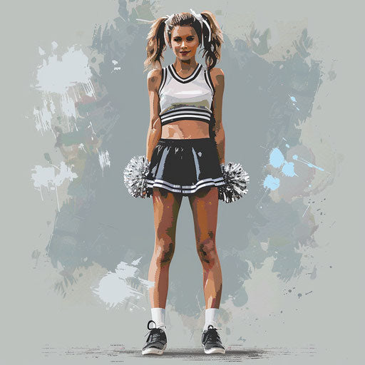 Realistic cheerleader clipart on slate grey background