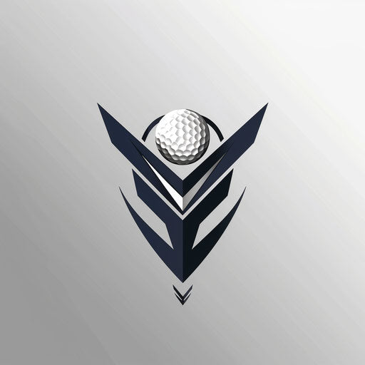 Modern golf logo with sleek typography on silver background