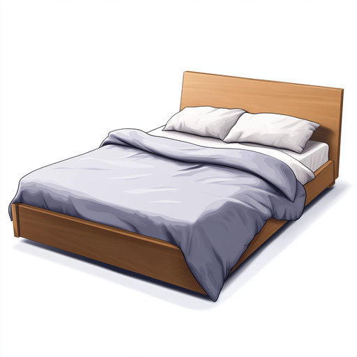 3D bed on white background in photo realistic style, clipart isolated