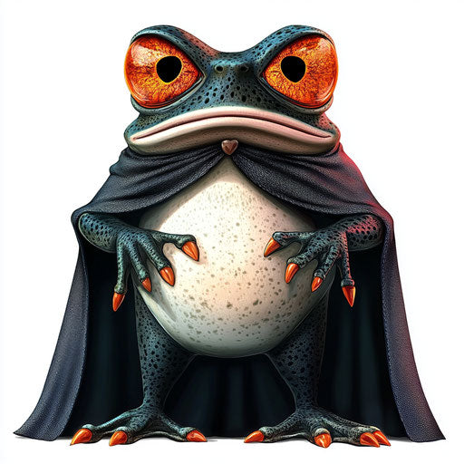 Humorous Caricature of a Frog with Human Characteristics